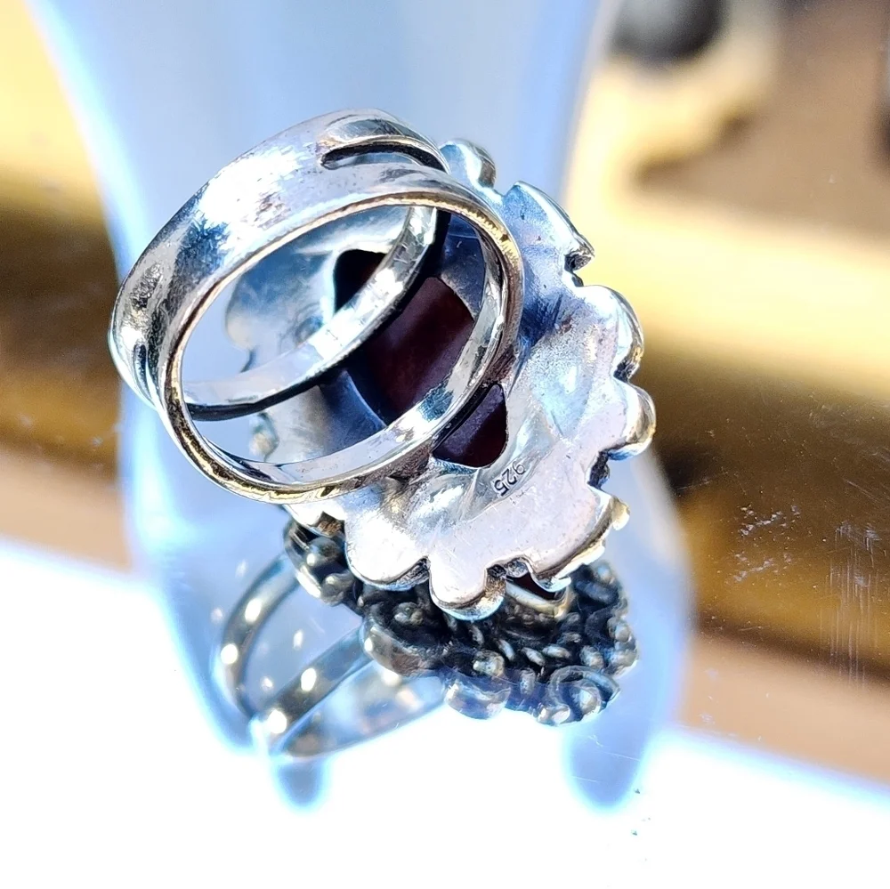 Carnelian Sterling Silver 925 Ring Size 7.5